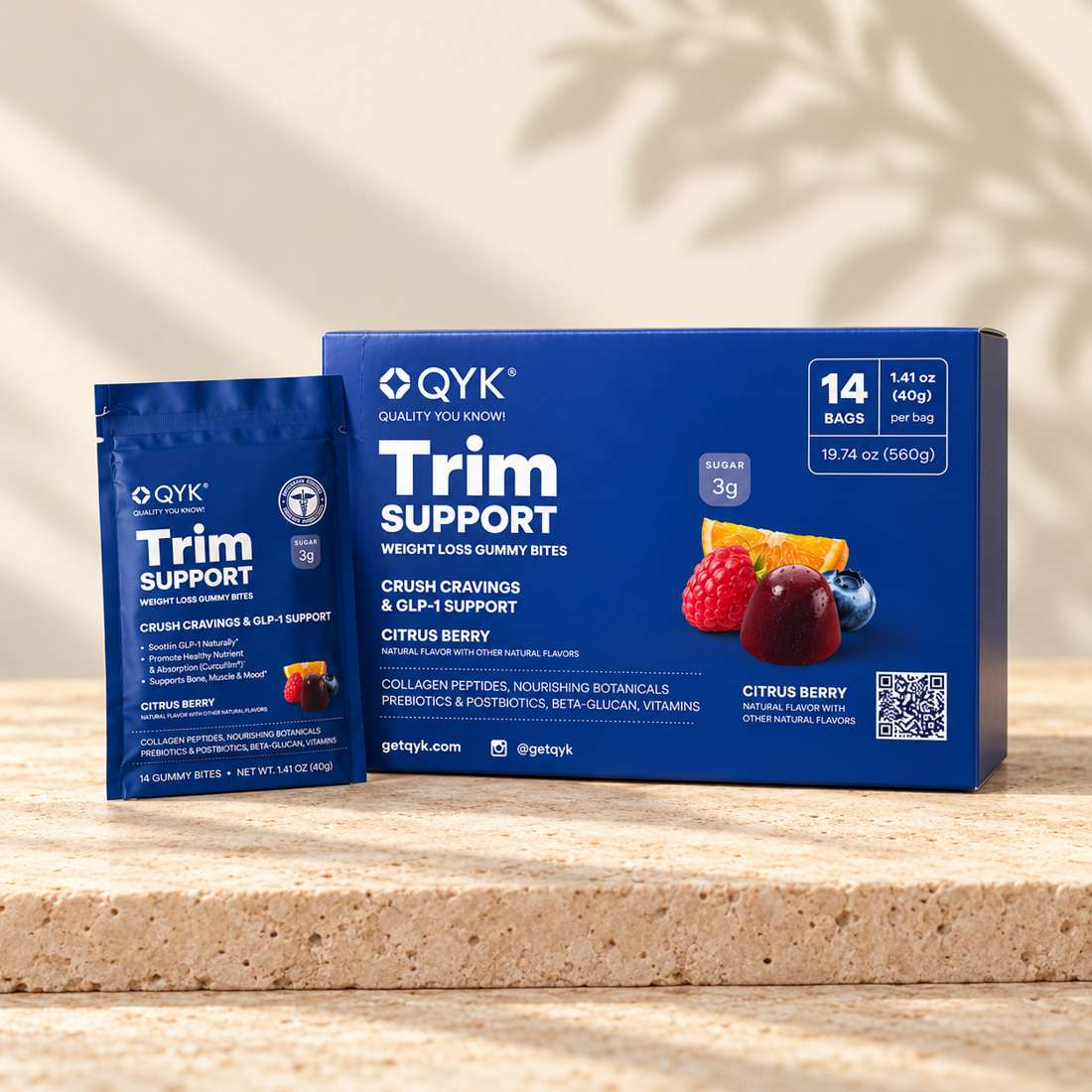 QYK® Trim Support: Natural Weight Loss & GLP-1 Gummy Bites
